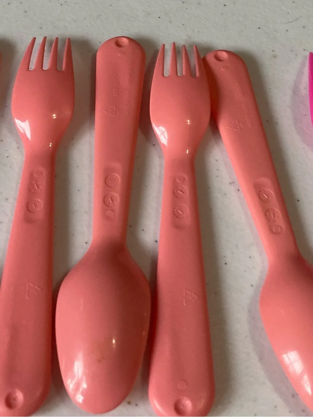 Children’s Utensils Colorful Plastic Spoons & Forks Pink, Hot Pink, Neon Yellow